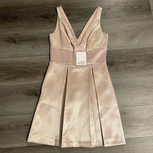 NWT Belle Badgley Mischka Dusty Rose Alana Pleated Dress With Pockets Size 0